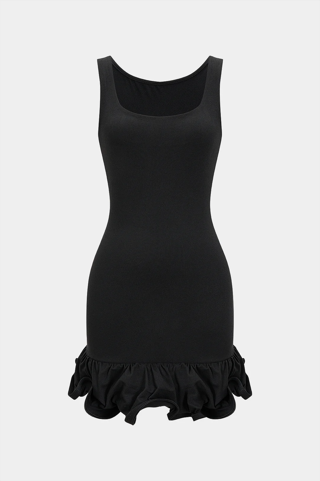 Ruffled U-Neck Sleeveless Mini Dress
