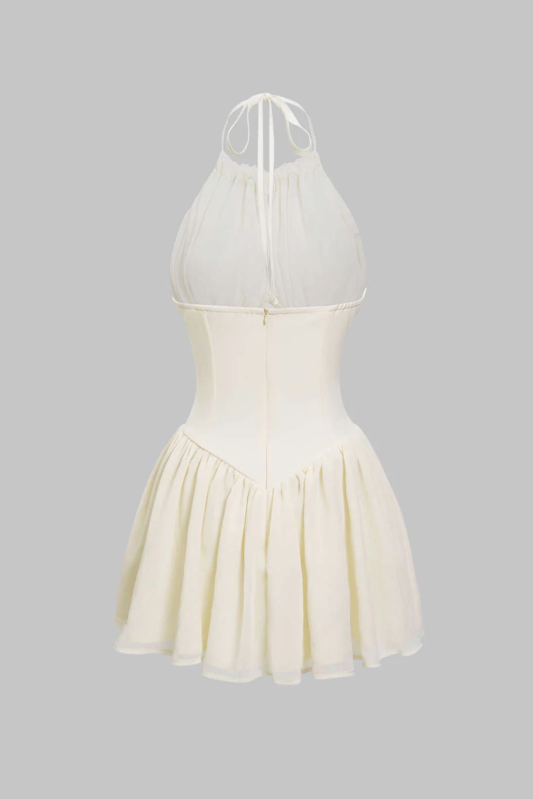 Chiffon Tie-Up Halter Neck Backless Sleeveless Mini Dress