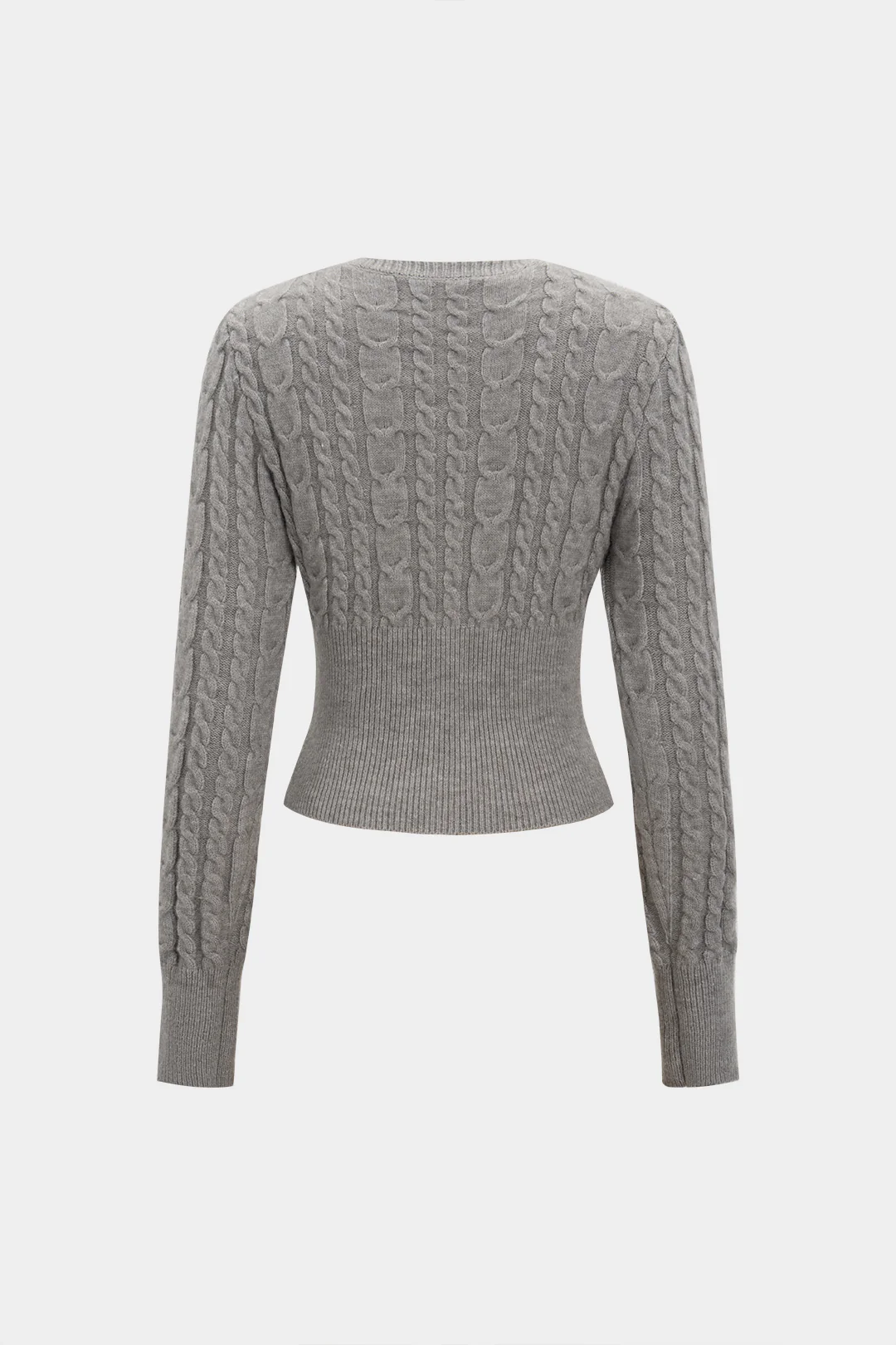 Cable Knit Zipper Long-Sleeve Top