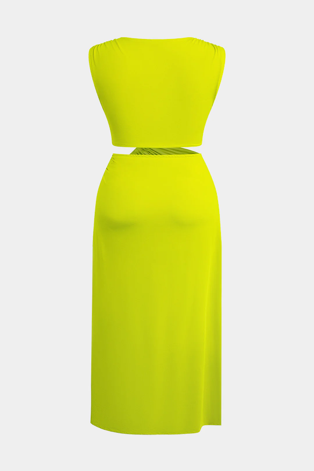 Plus Size V Neck Cut-Out Twist Knot Sleeveless Long Dress