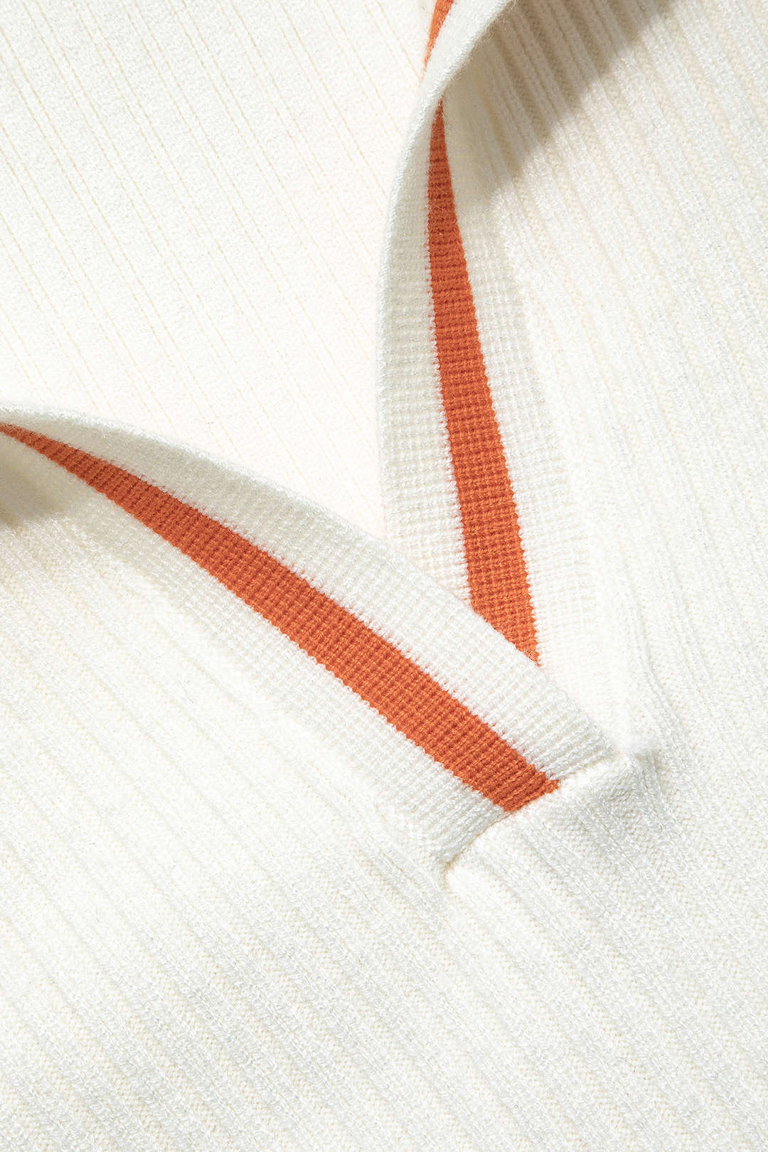 Ribbed Knit Polo Top and Pleated Skirt Combo