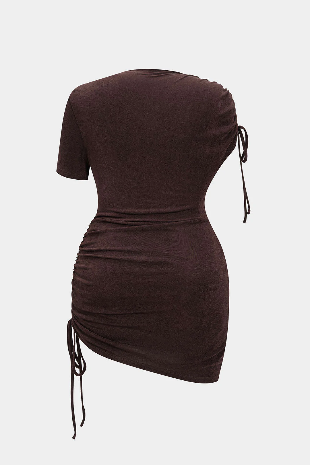 Plus Size Patchwork Drawstring Sleeveless Mini Dress