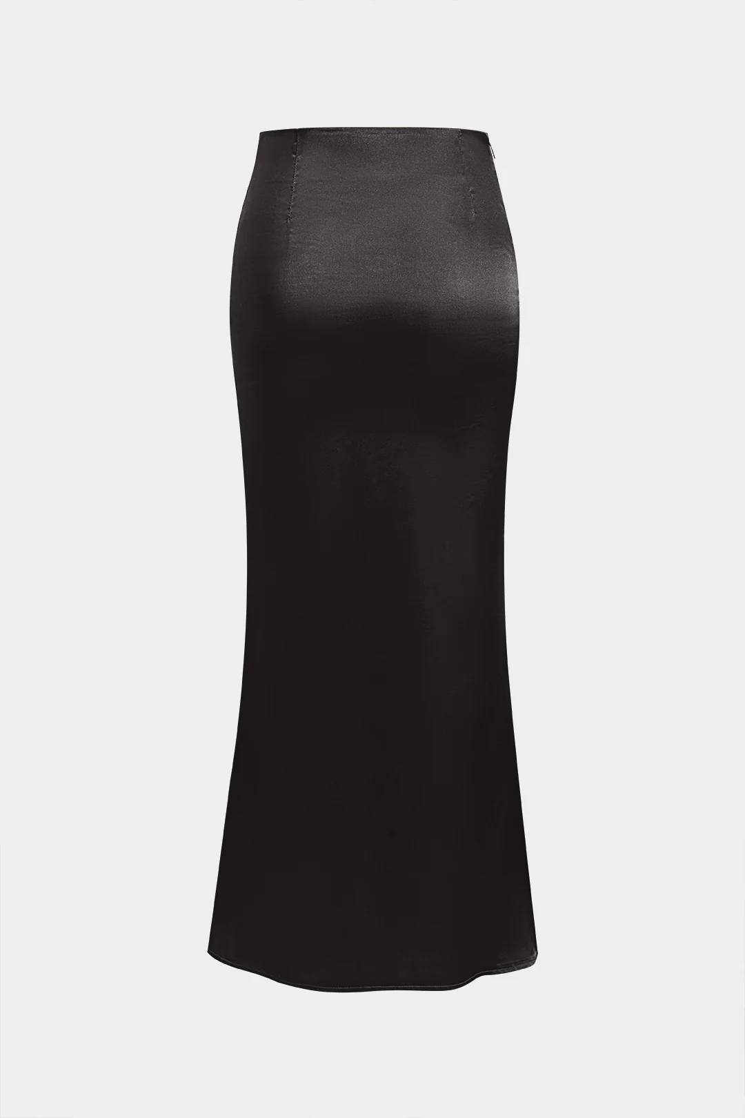 Solid Satin Zippered Skirt