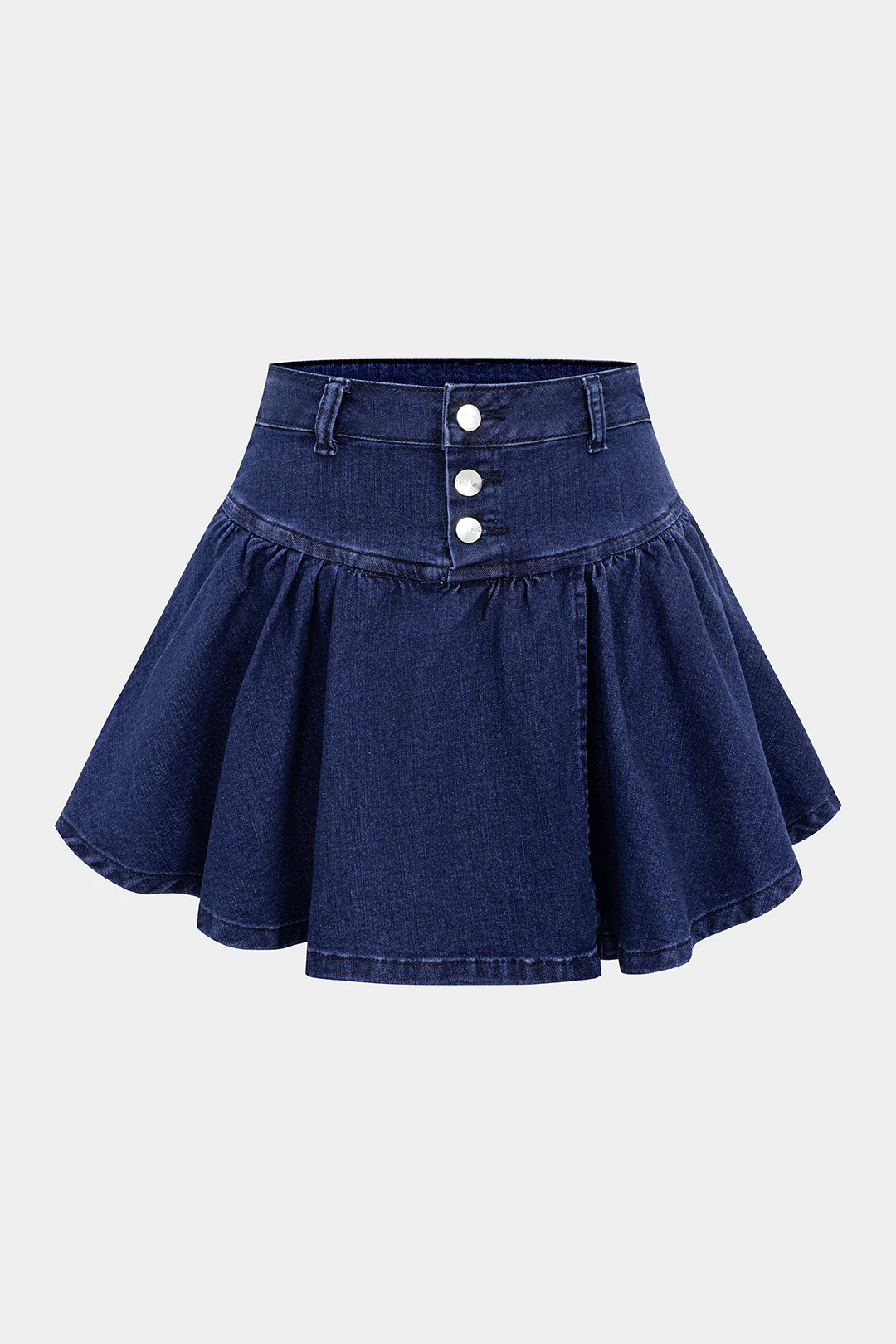Denim Button Puff Skirt