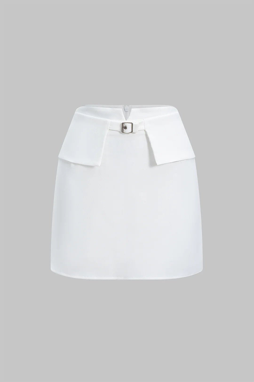 High-Waisted Metallic Buckle Zipper Skirt