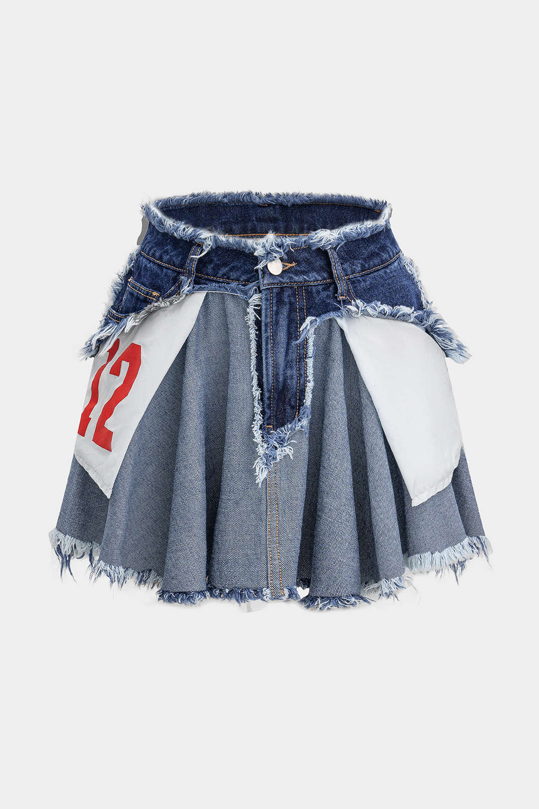 Denim Ripped Frayed Skirt