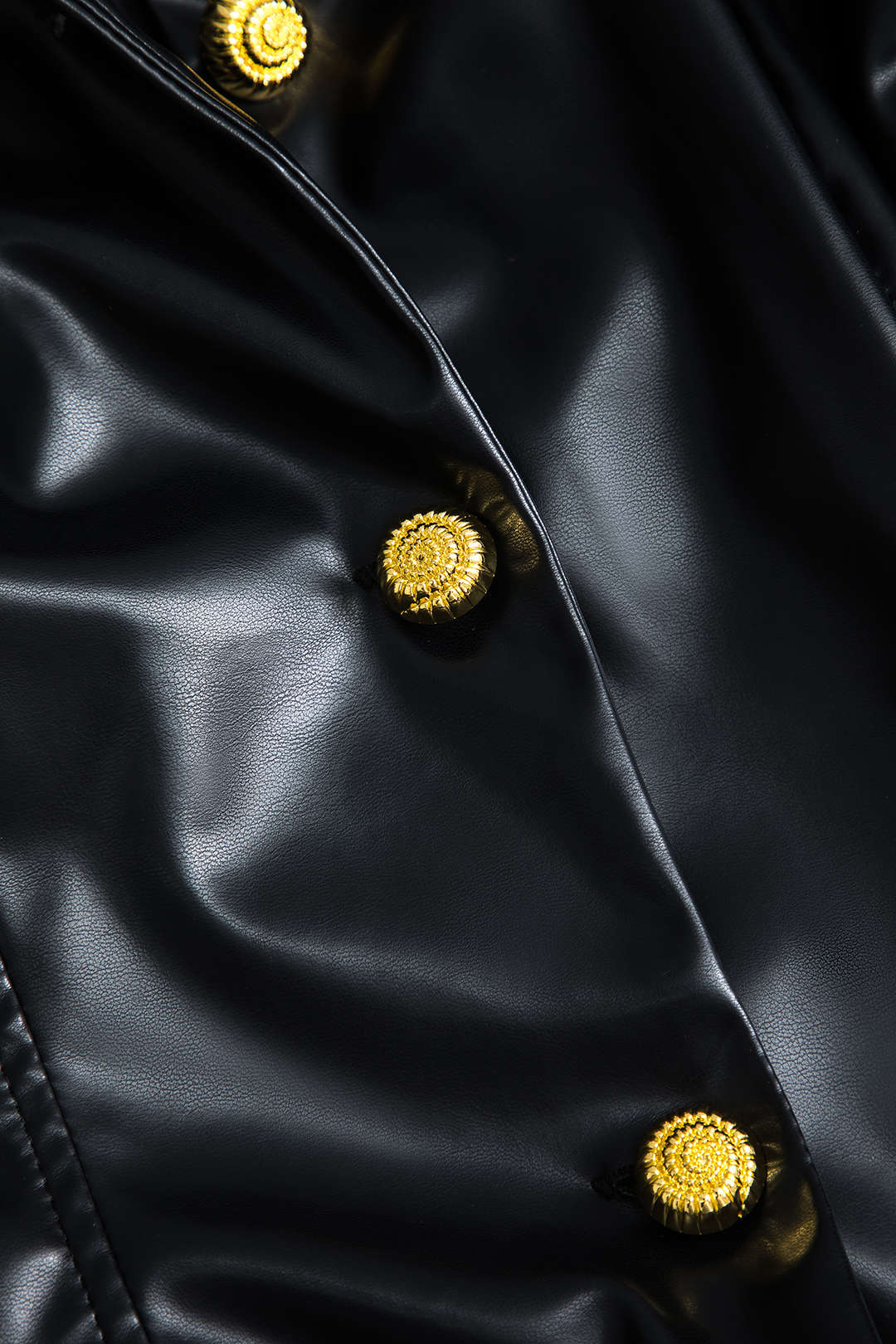 Faux Leather Button-Ruched Jacket