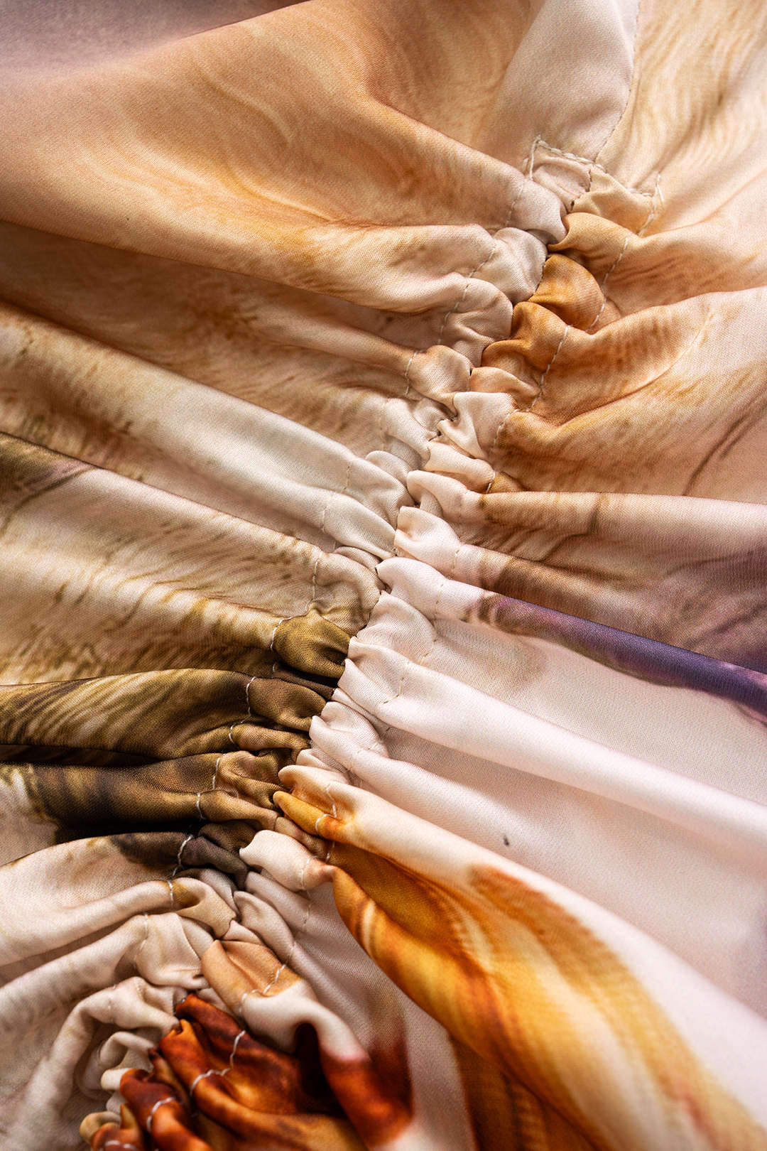 Watercolor Print Ruched Sleeveless Mini Dress