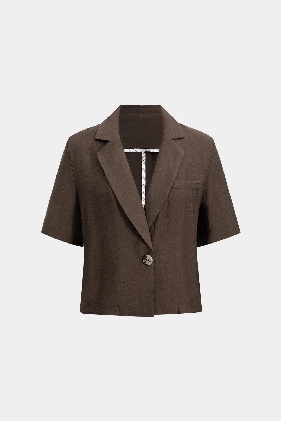 Solid Button Short-Sleeved Shirt