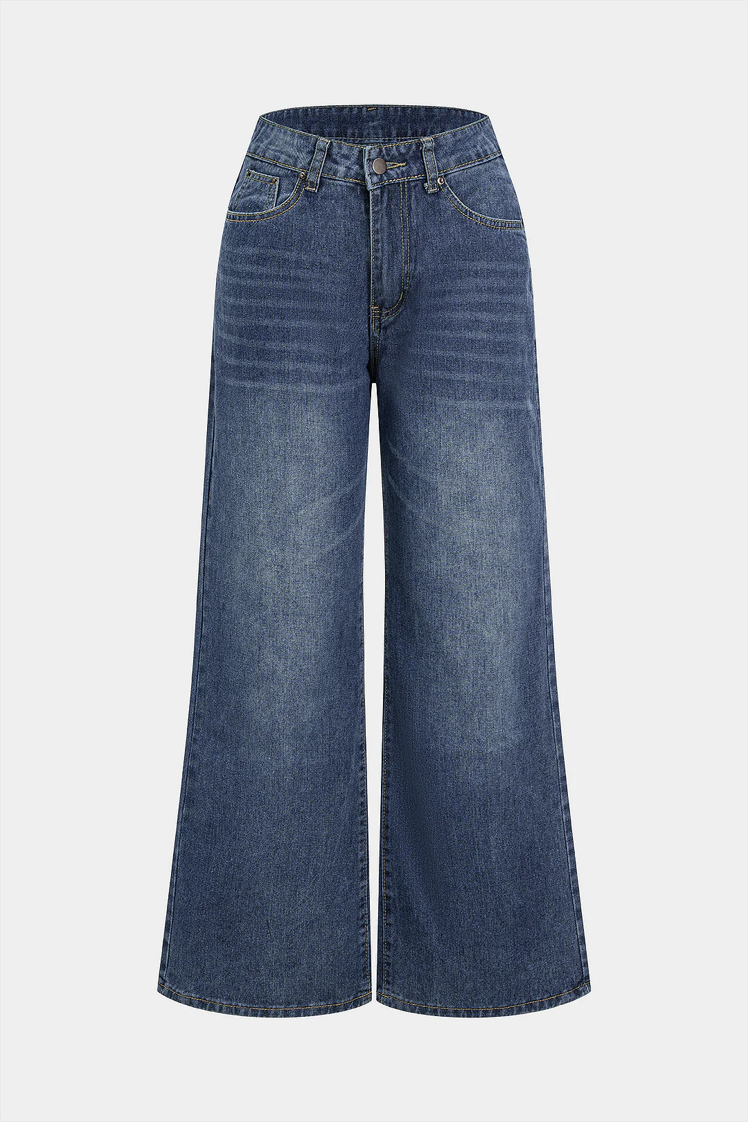 Washed Wide Leg Denim Jeans