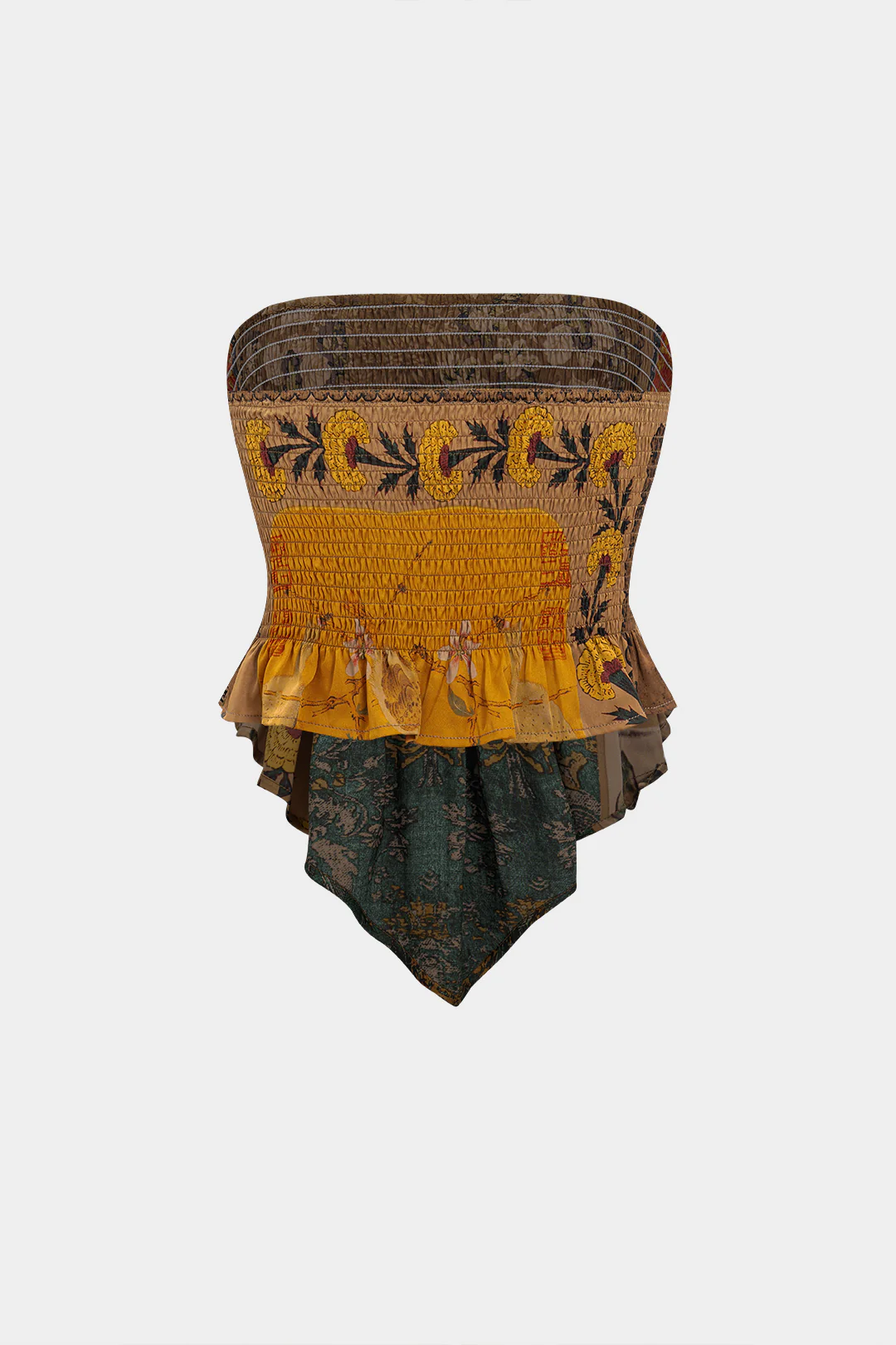 Floral Print Shirred Tube Top