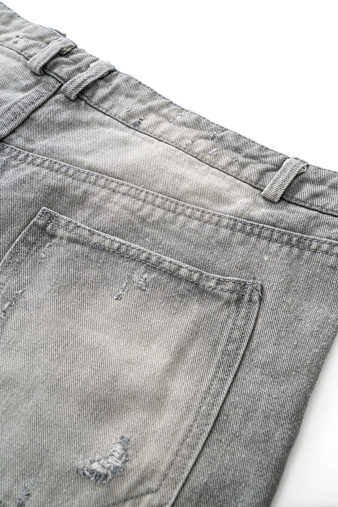 Denim Asymmetric Ripped Shorts