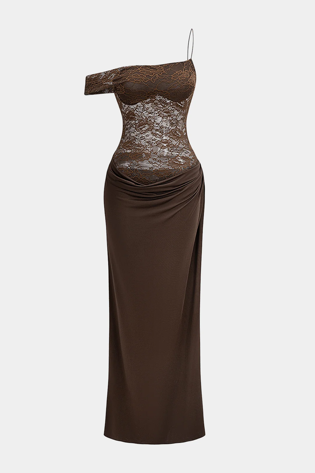 Floral Lace Patchwork Ruched Backless Sleeveless Maxi Dress