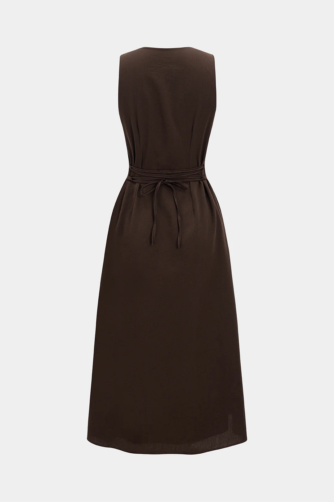 Button Detailing Sleeveless Mid-length Dress