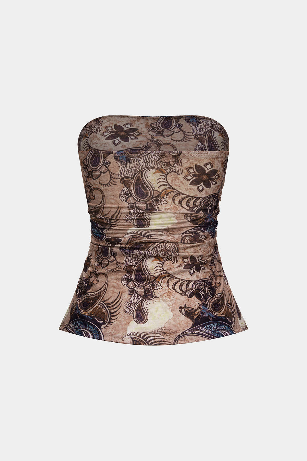 Abstract Print Ruched Tube Top