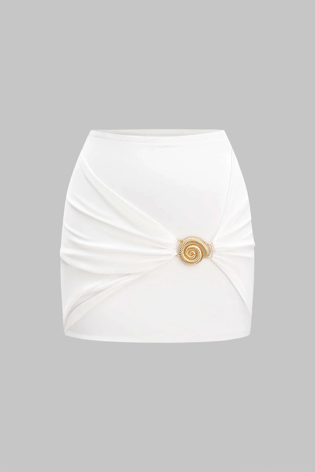 Metallic Decor Asymmetrical Ruched Cut Out Tank Top And Skirt Set