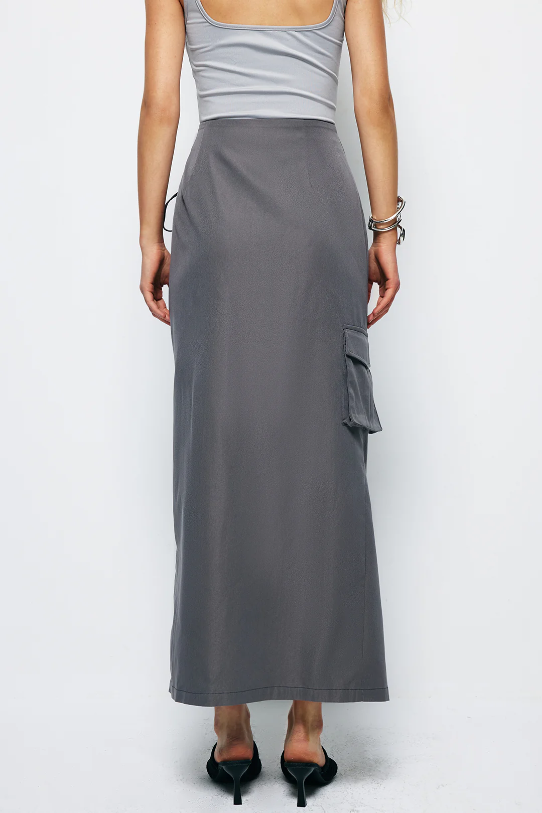 Tie Wrap Split Mid-Length Skirt