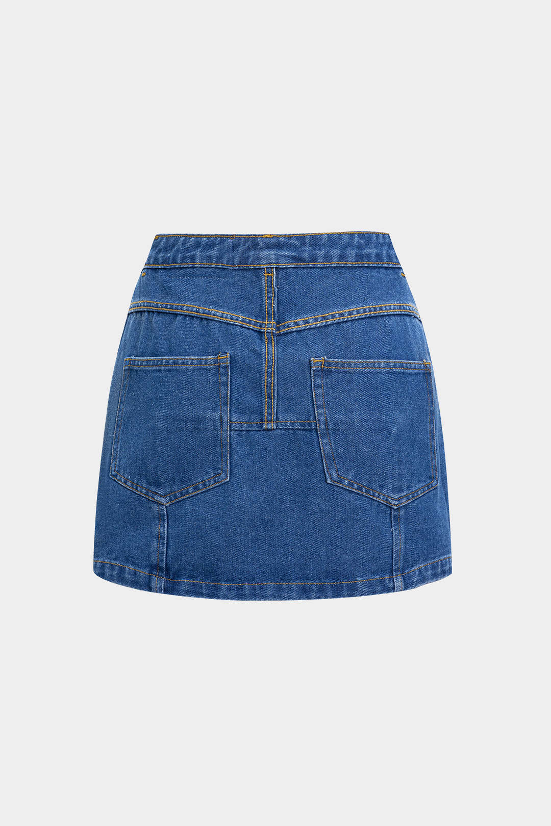 Reversible Letter Print Pocket Denim Mini Skirt