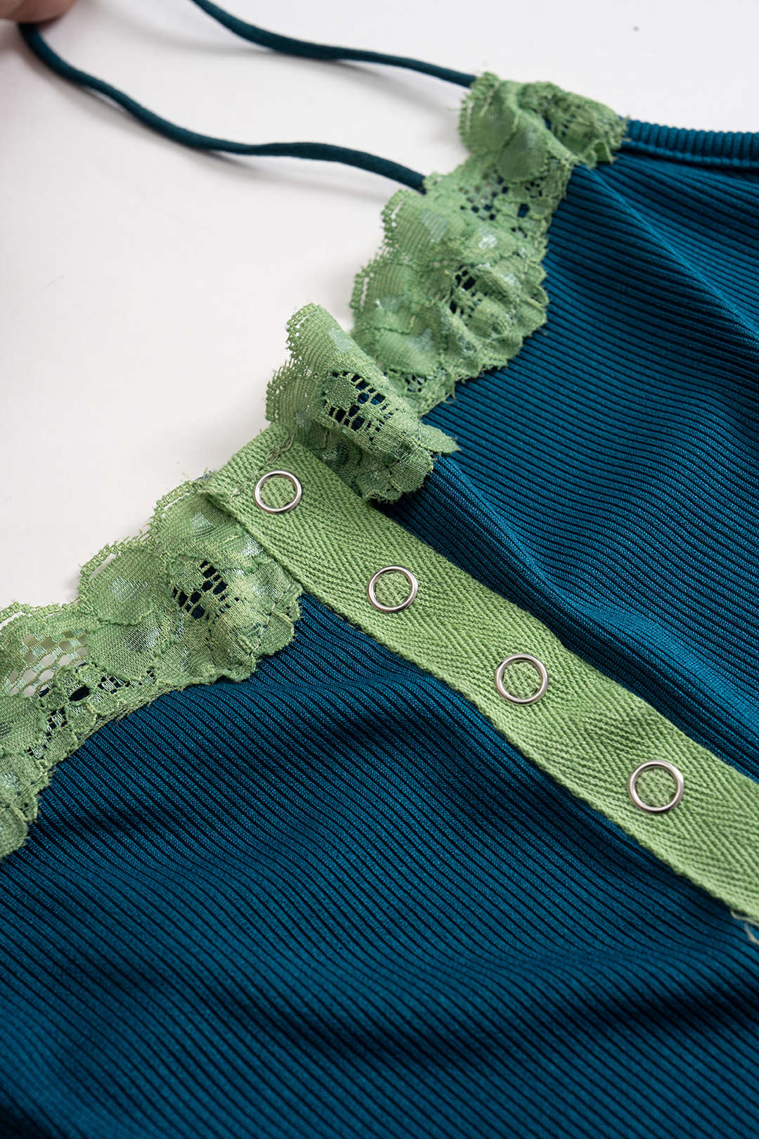 Button Patchwork Sleeveless Camisole Top