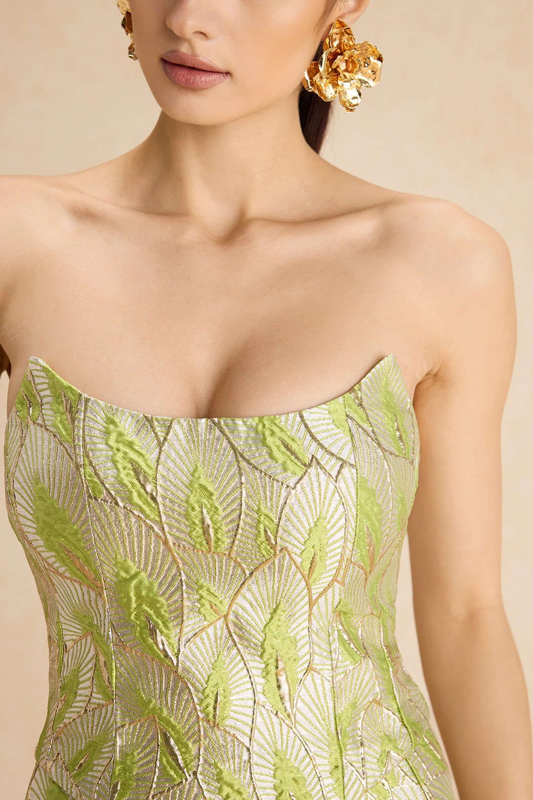 Jacquard Tie Back Tube Top And Skirt Set