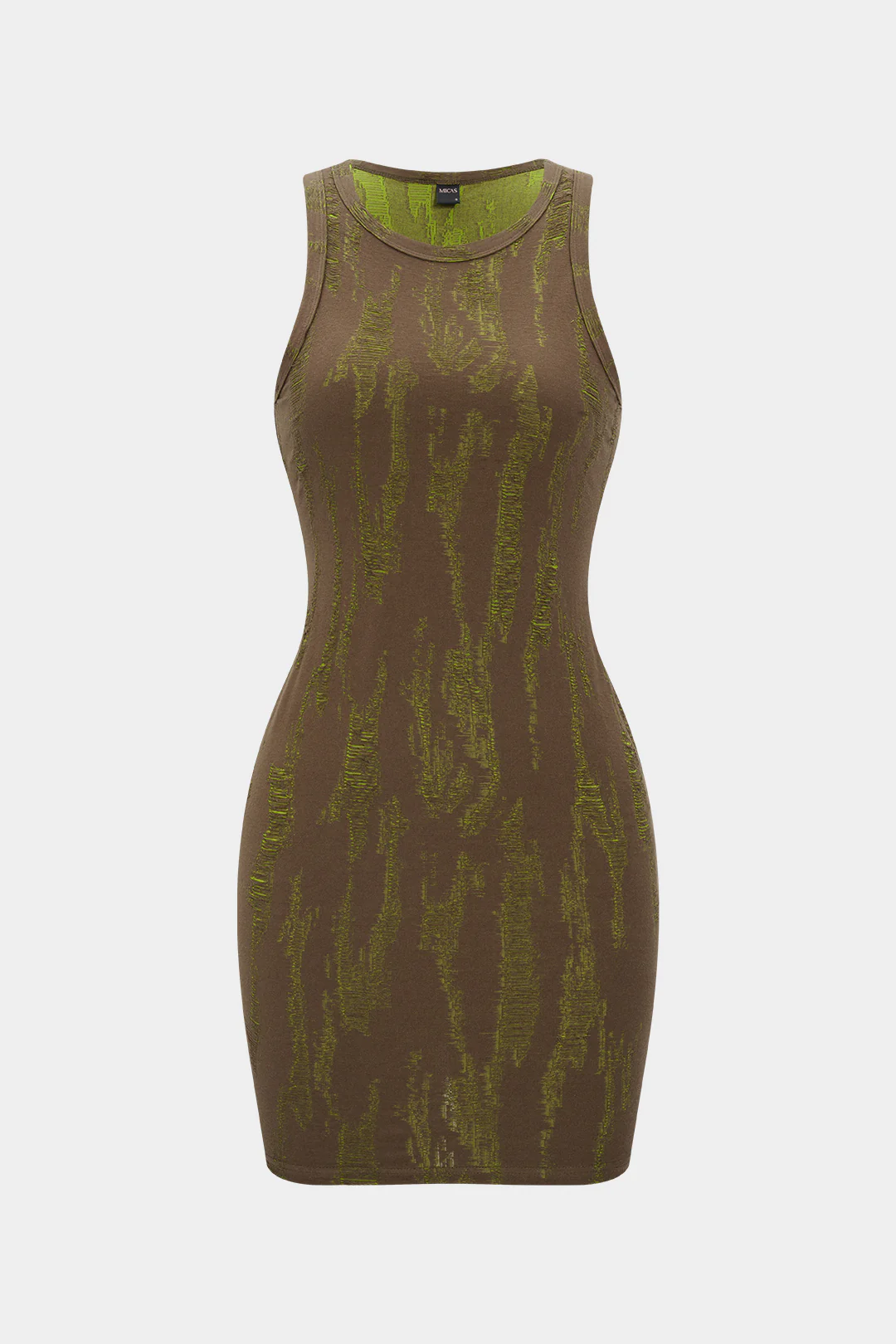 Torn Round Neck Sleeveless Mini Dress