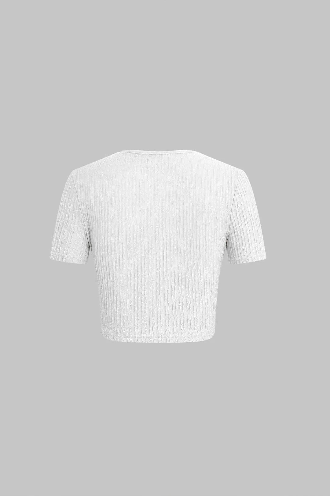 Textured Cropped Top and Drawstring Ruched Skirt Outfit Set