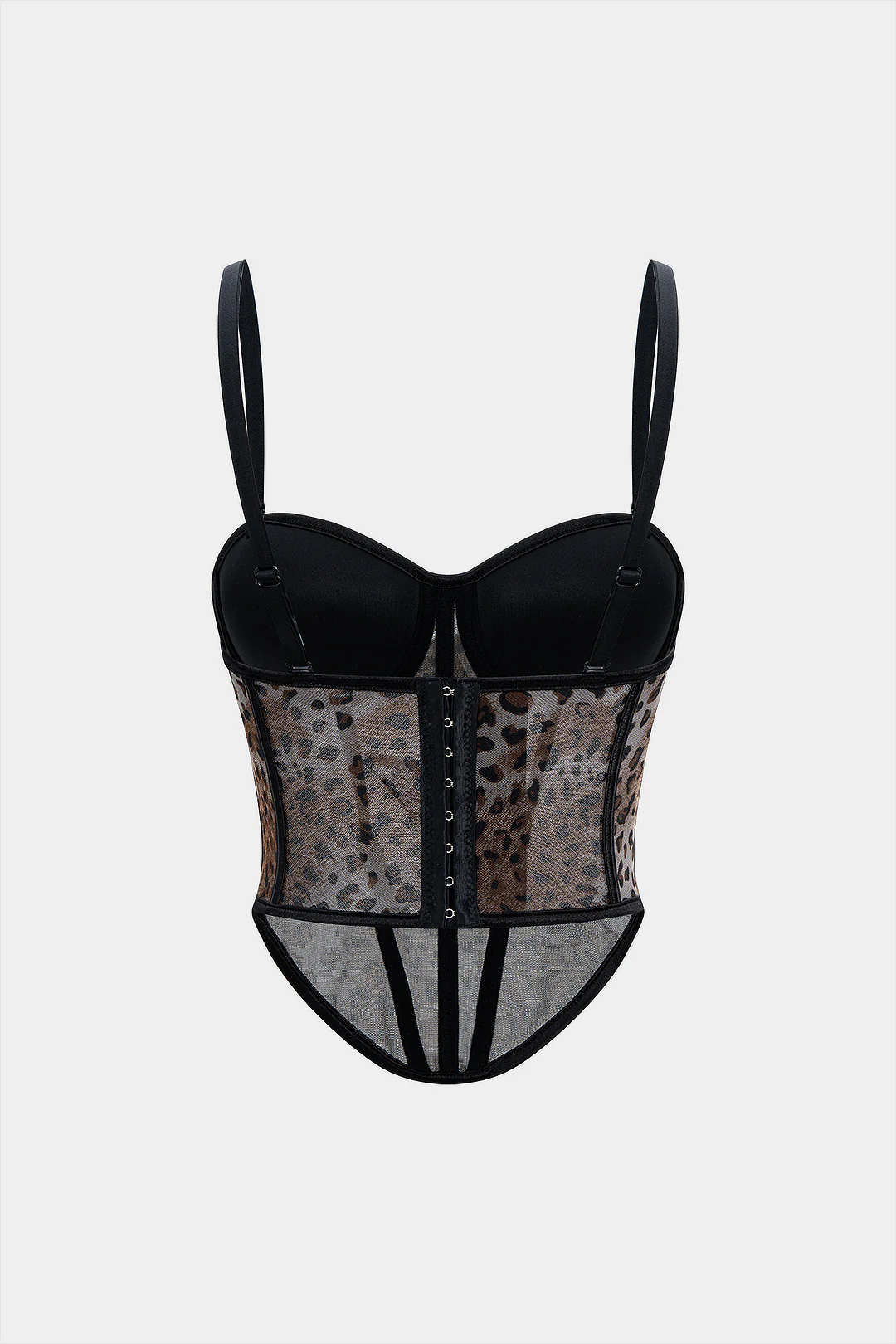 Mesh Leopard Print Bustier Cami Top