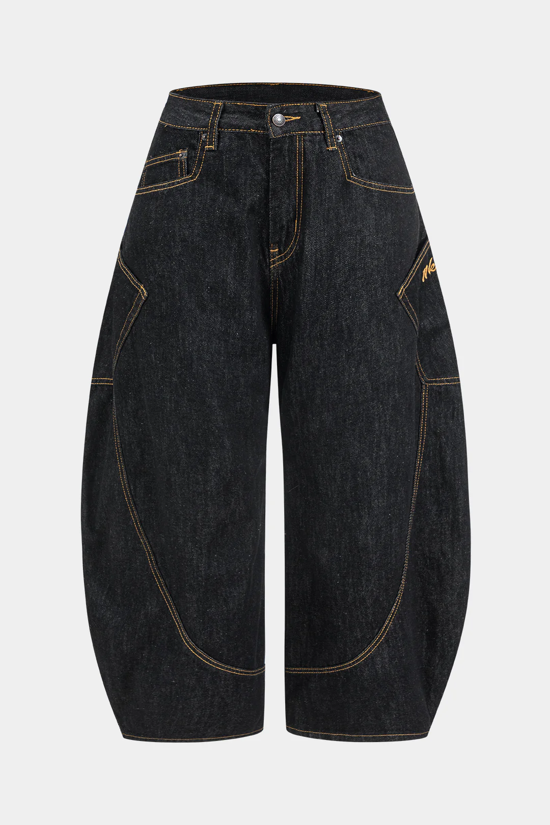 Plus Size Denim Zipper Barrel Jeans