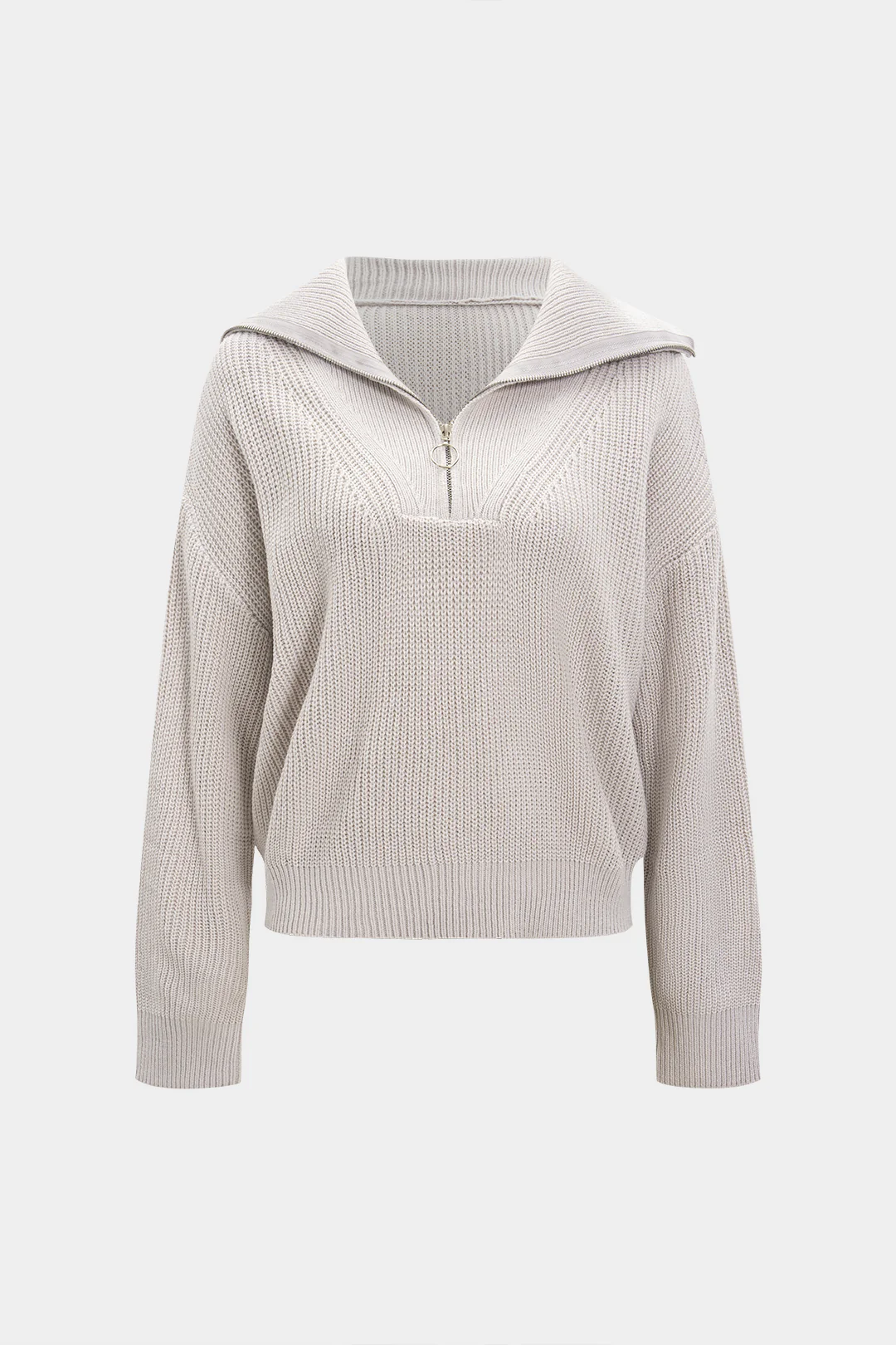 Knit V-Neck Long-Sleeve Top