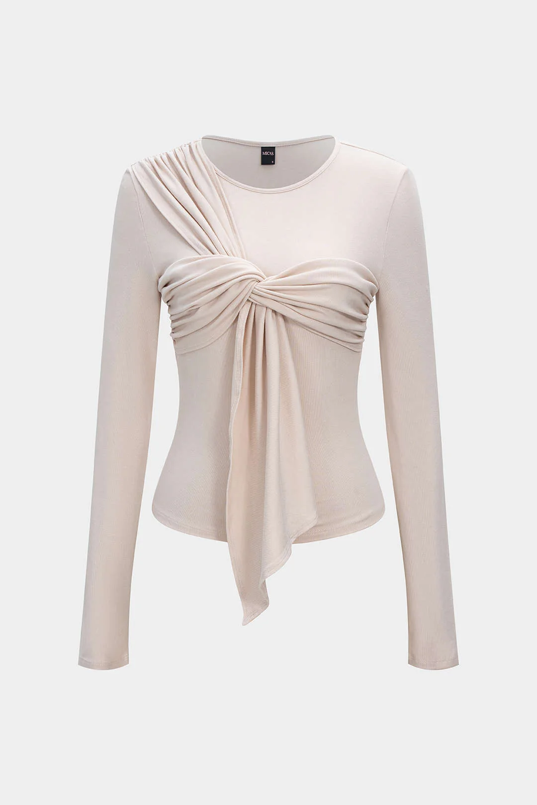 Tie Knot Ruched Long-Sleeve Top