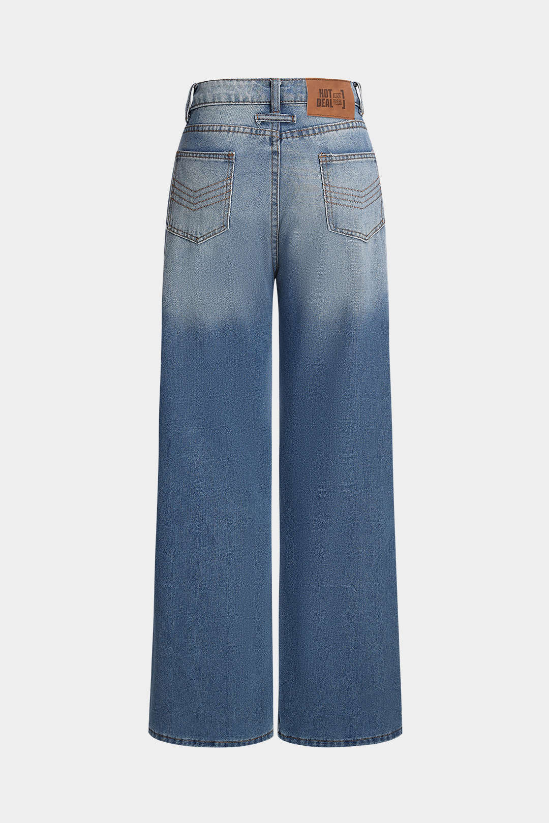 Buttoned High-Waisted Straight-Leg Denim Jeans