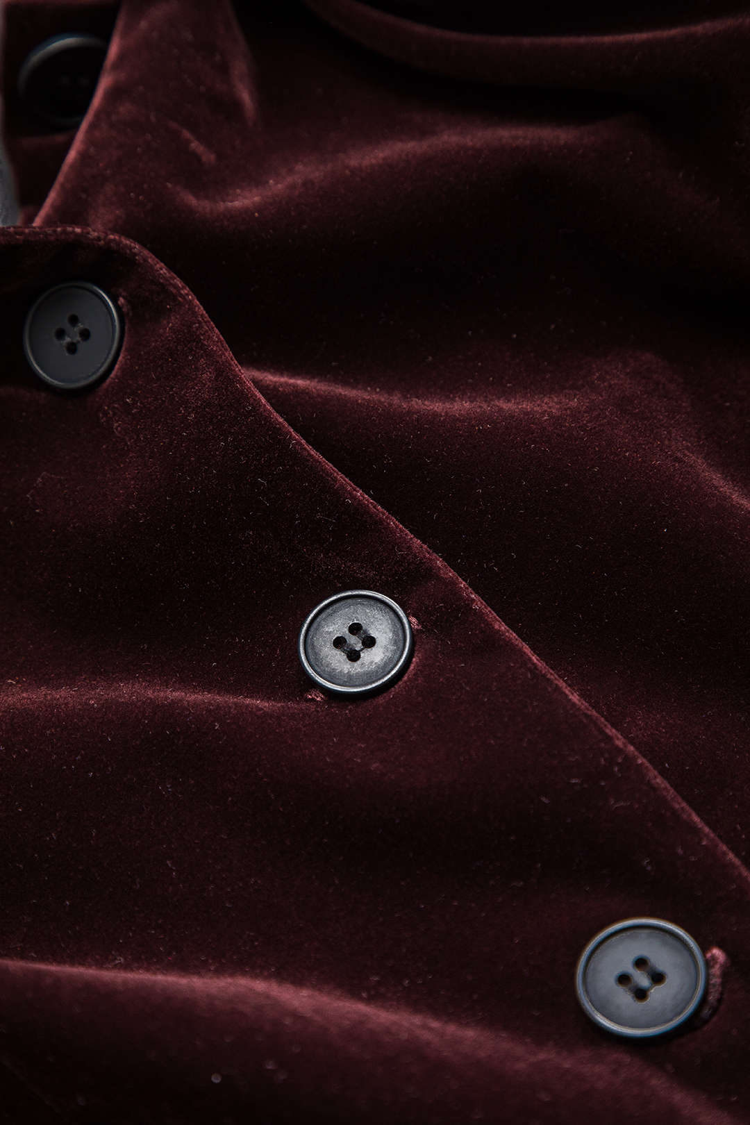 Velvet Button Long Sleeve Top and Belted Skirt Ensemble