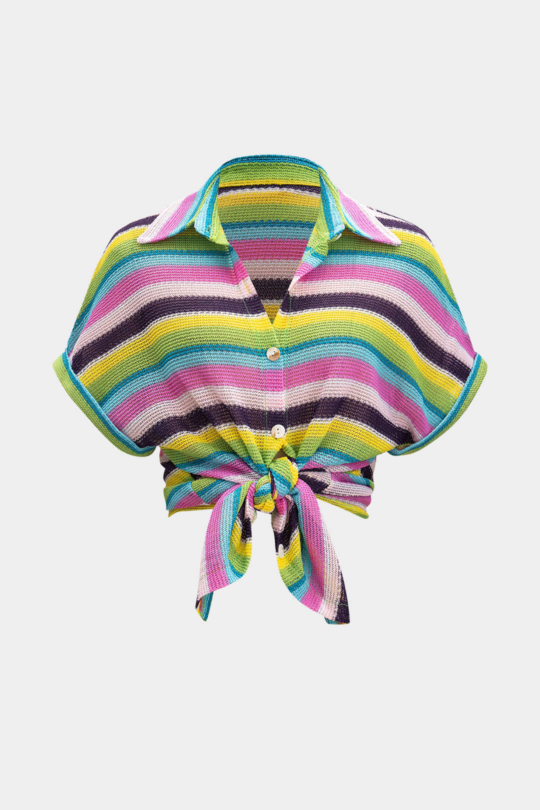 Knit Contrast V-Neck Top and Drawstring Shorts Combo