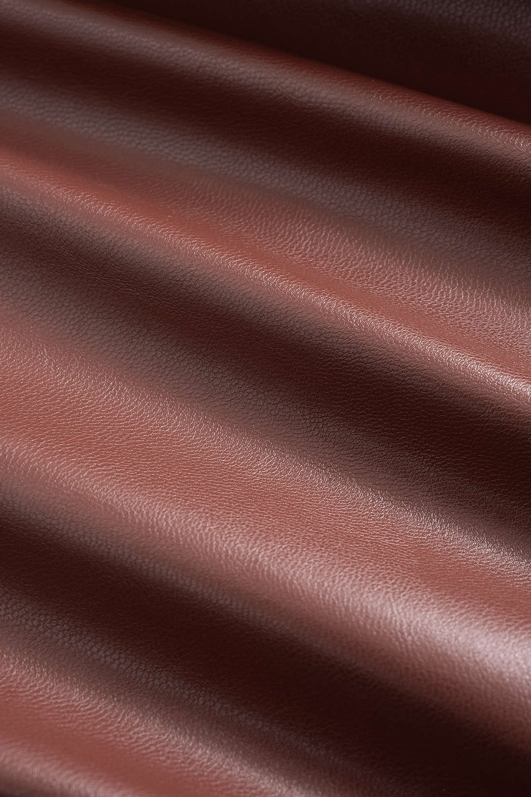 Faux Leather Ruched Zipper Long Sleeve Top