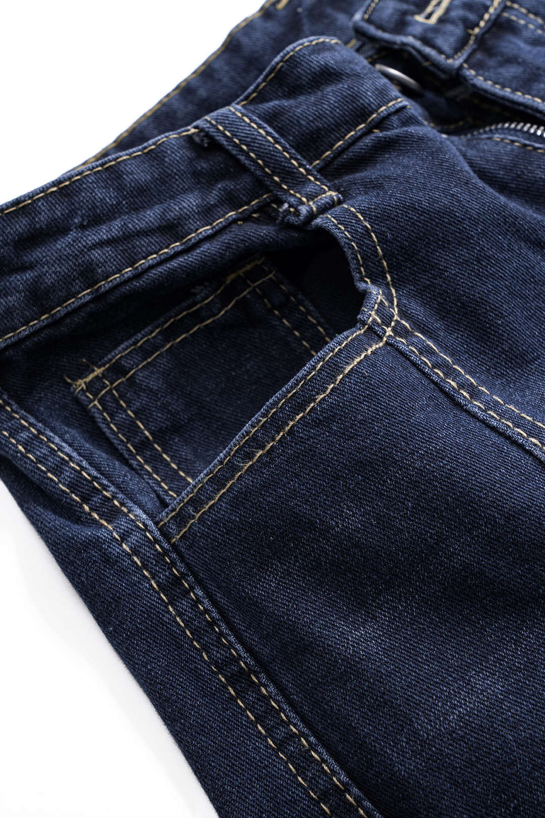 Denim Embroidery Button Pocket Wide Leg Jeans