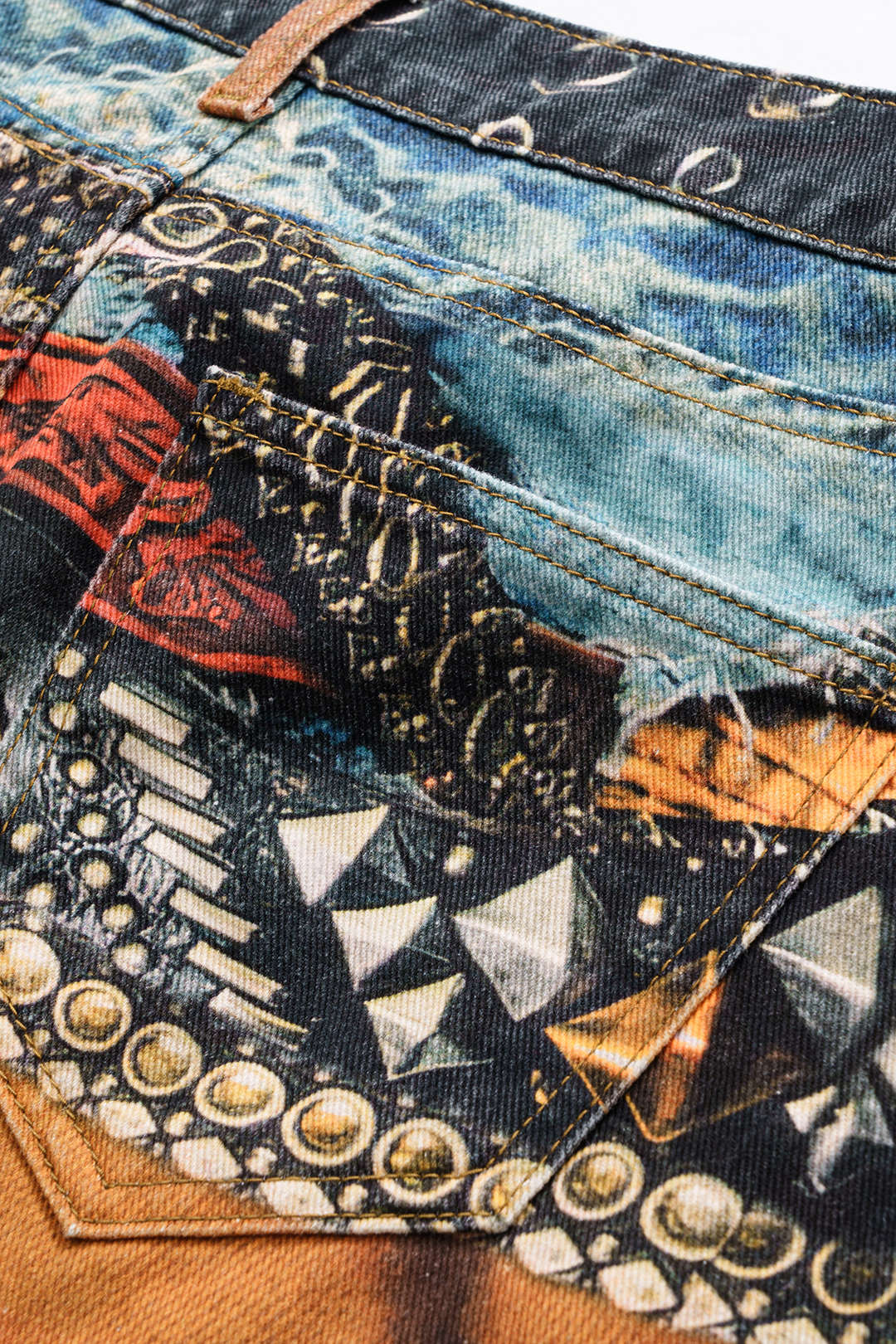 Vintage Print Denim Skirt