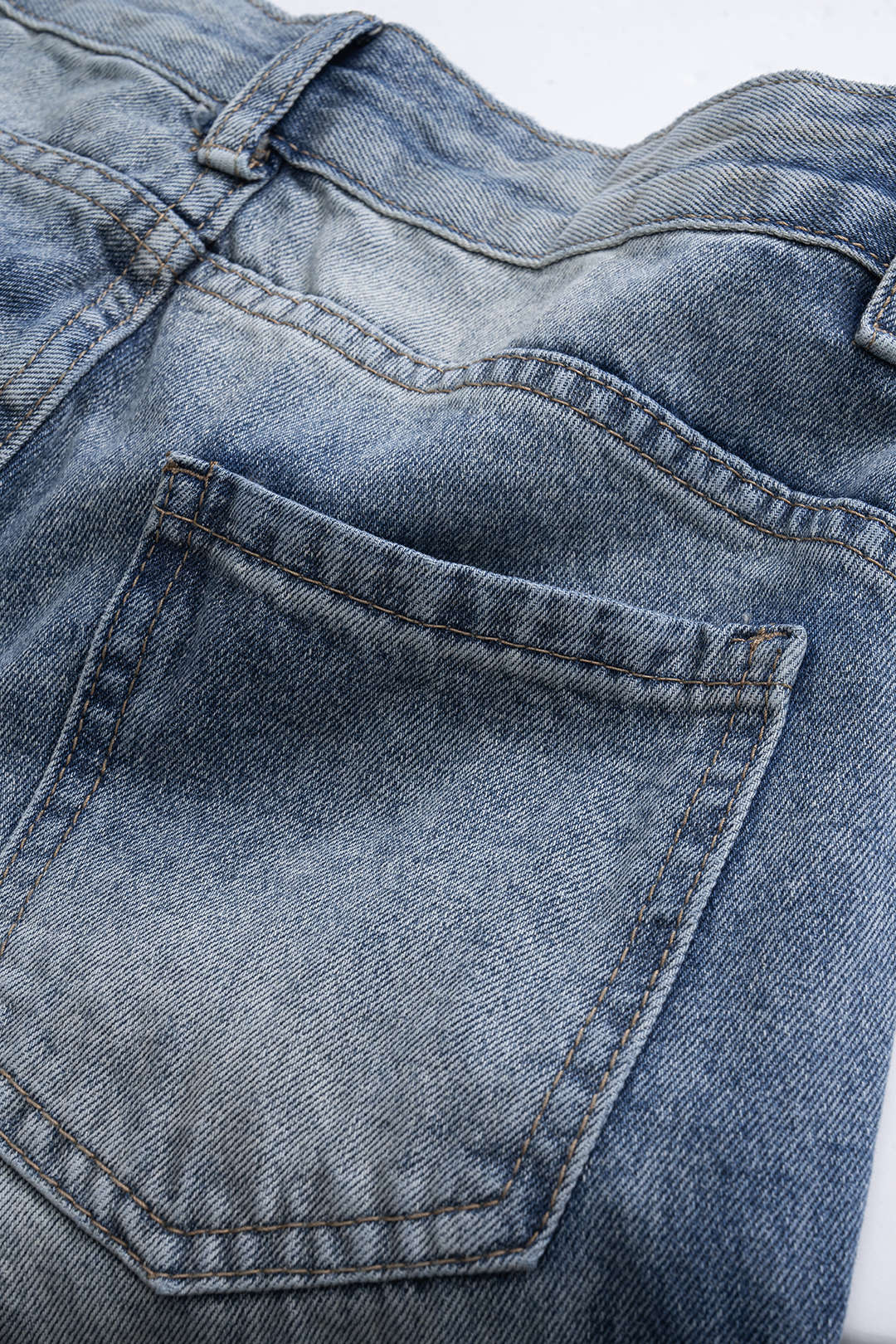 Denim Washed Wide Leg Jeans