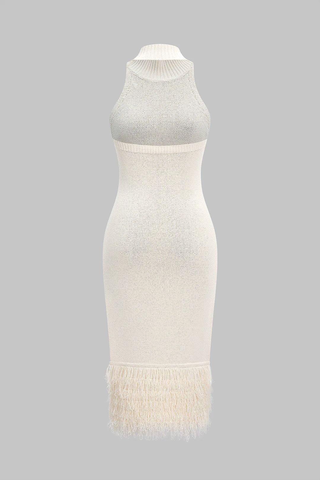Knit Halter Neck Backless Fringe Sleeveless Garment