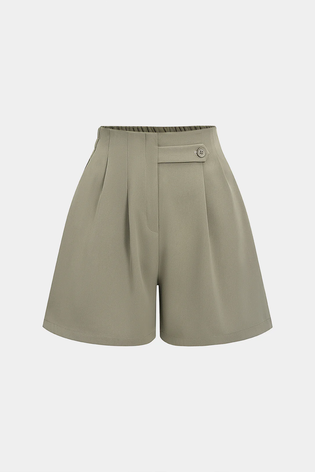 Button Ruched Wide-Leg Shorts