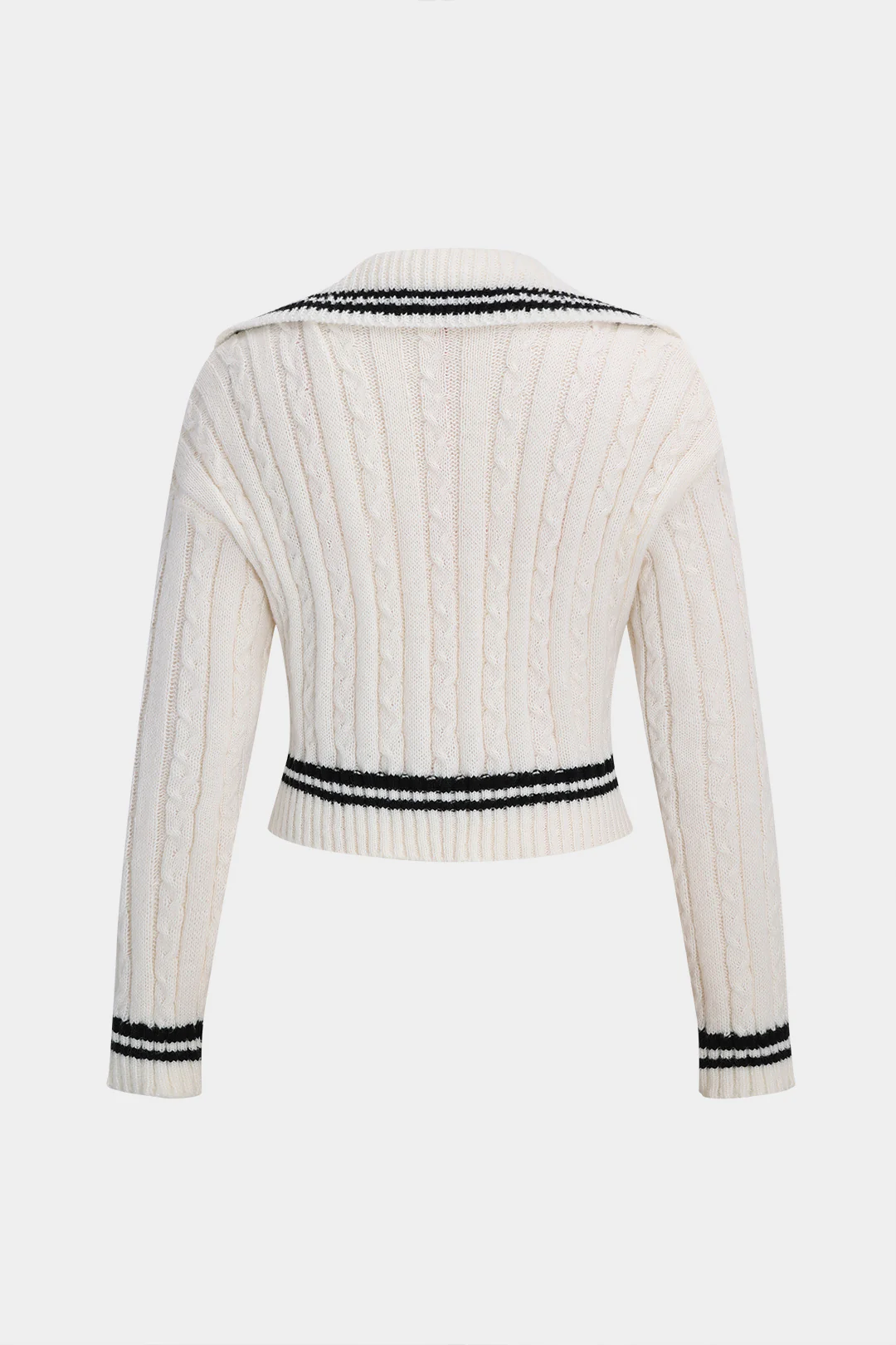 Contrast Knit Zipper Long Sleeve Top And Tie Front Shorts Set