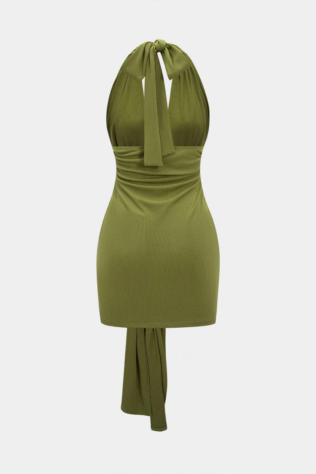 Halter V-Neck Backless Knotted Sleeveless Maxi Dress