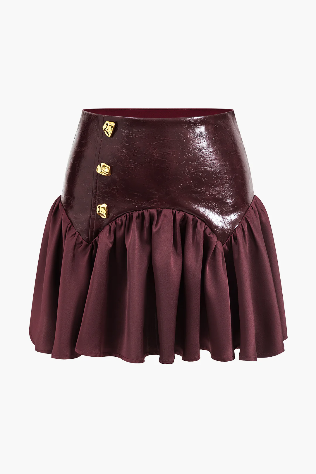 Artificial Leather Patchwork Skirt