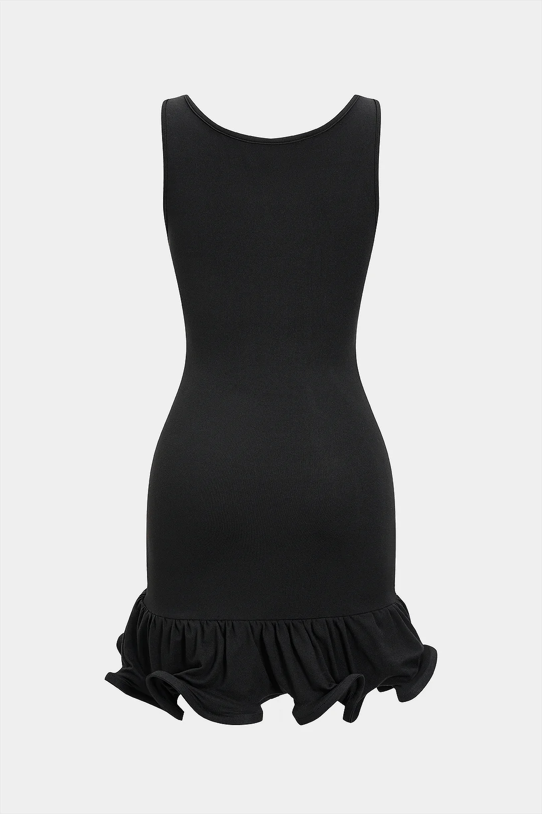 Ruffled U-Neck Sleeveless Mini Dress