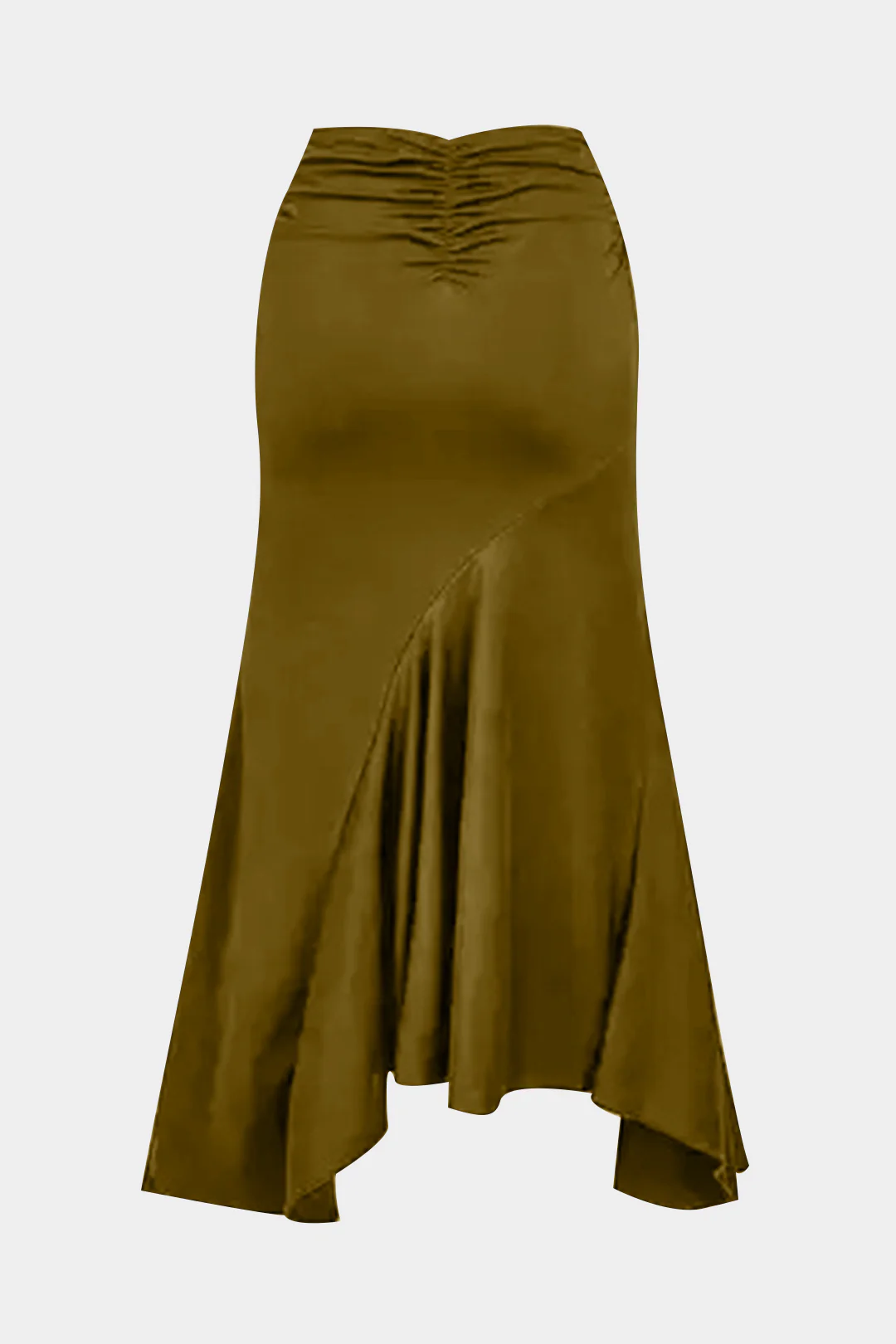 Ruffled Ruched Asymmetric Skirt