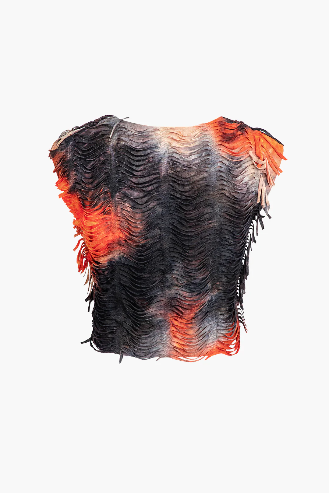 Distressed V-neck Cap Sleeve Crop Top and Slit Maxi Skirt Outfit Set