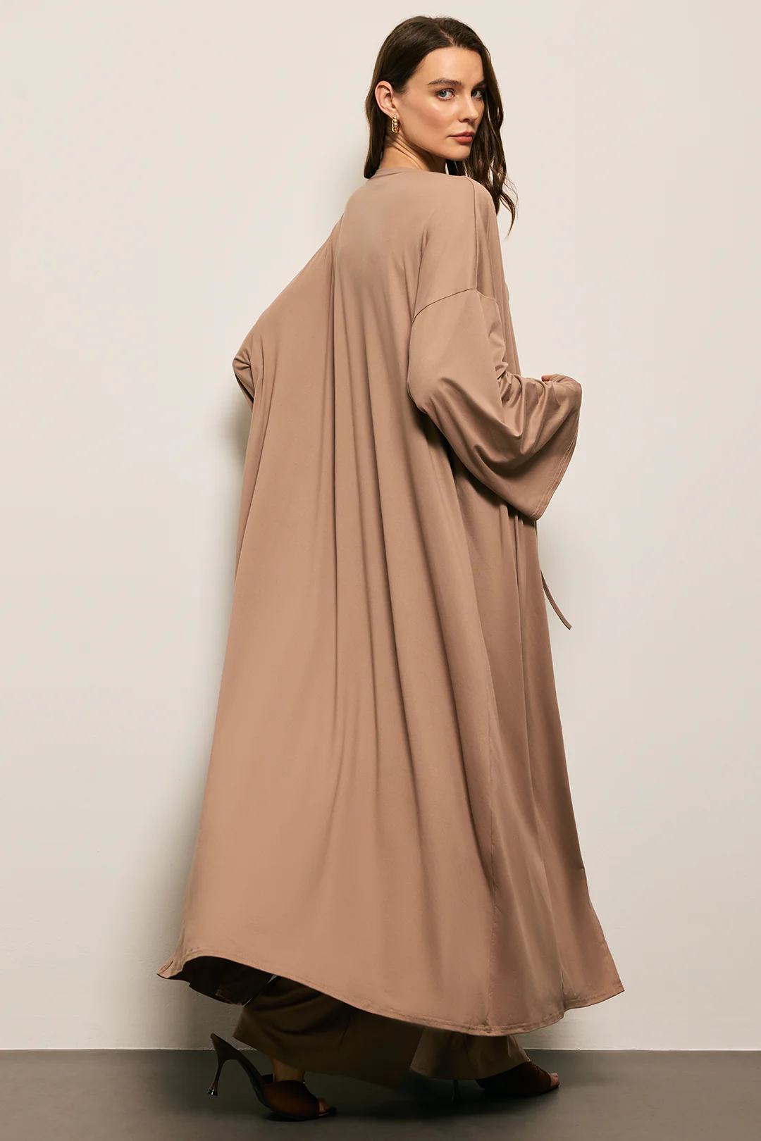 Soid Basic Tank Top And Long Cardigan And Drawstring Wide Leg Trousers Set