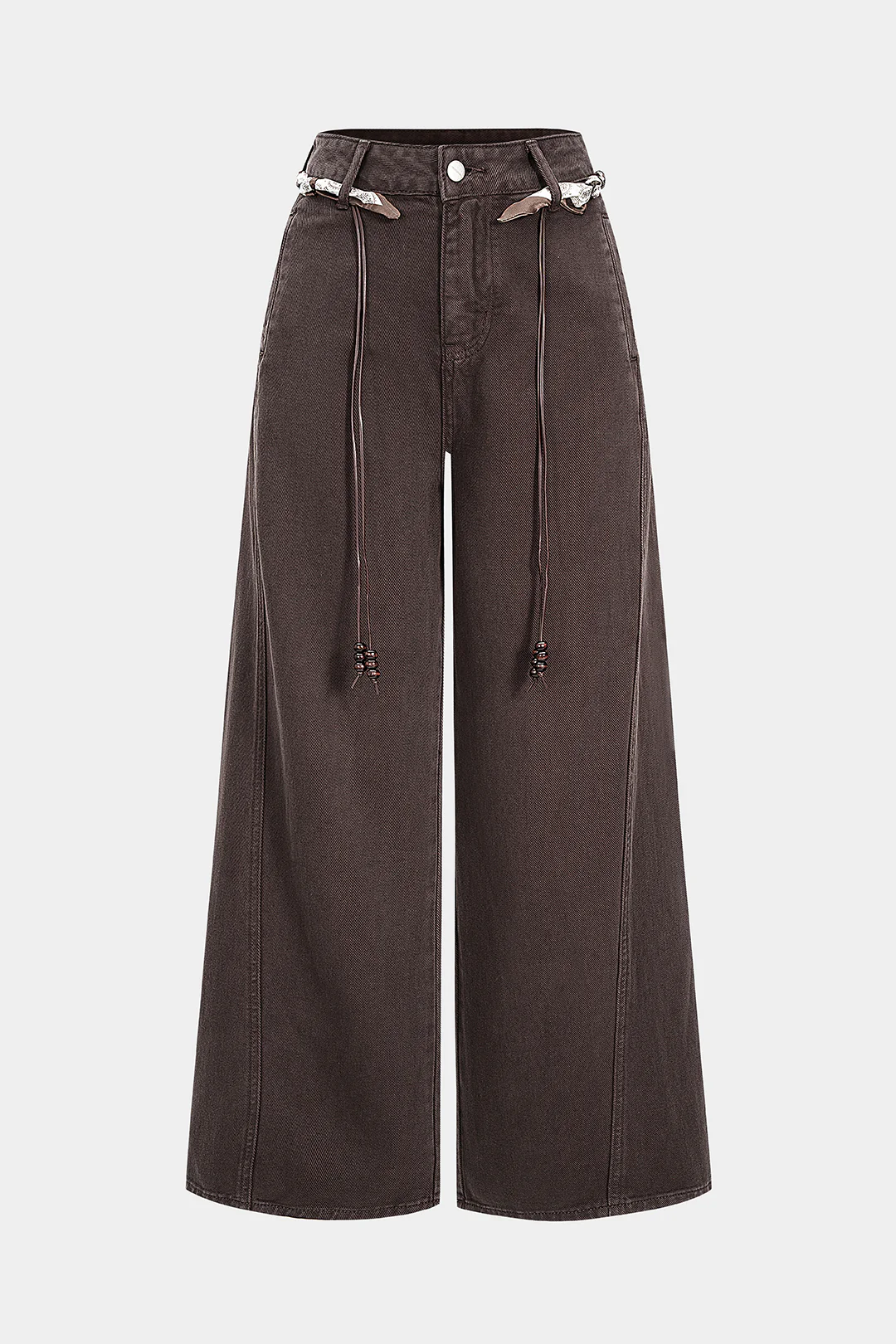 Denim Tie-Up Zipper Pocket Jeans