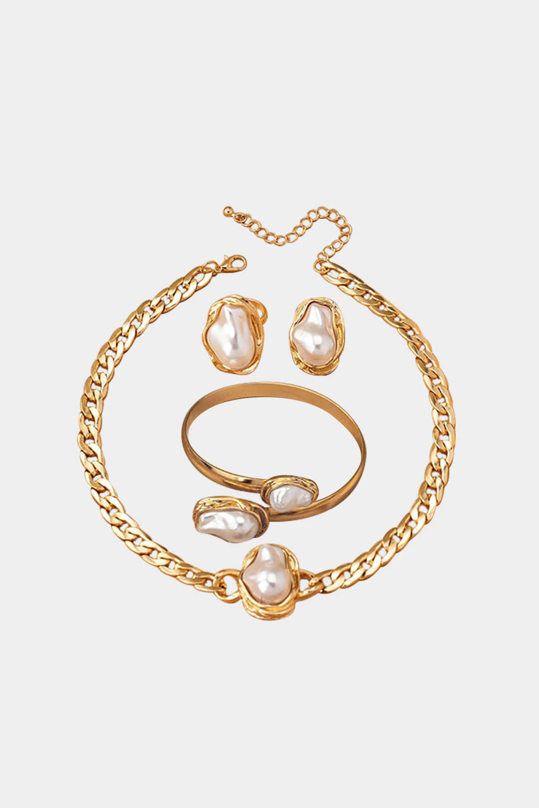 Irregular Pearl Metallic Necklace