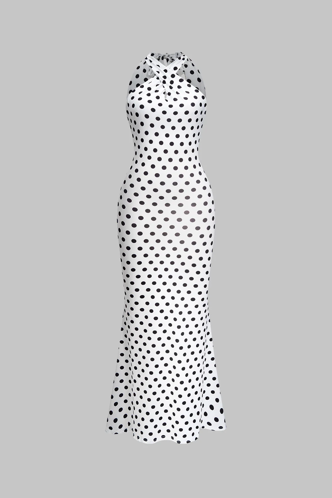 Polka Dot Tie-Back Backless Sleeveless Maxi Dress