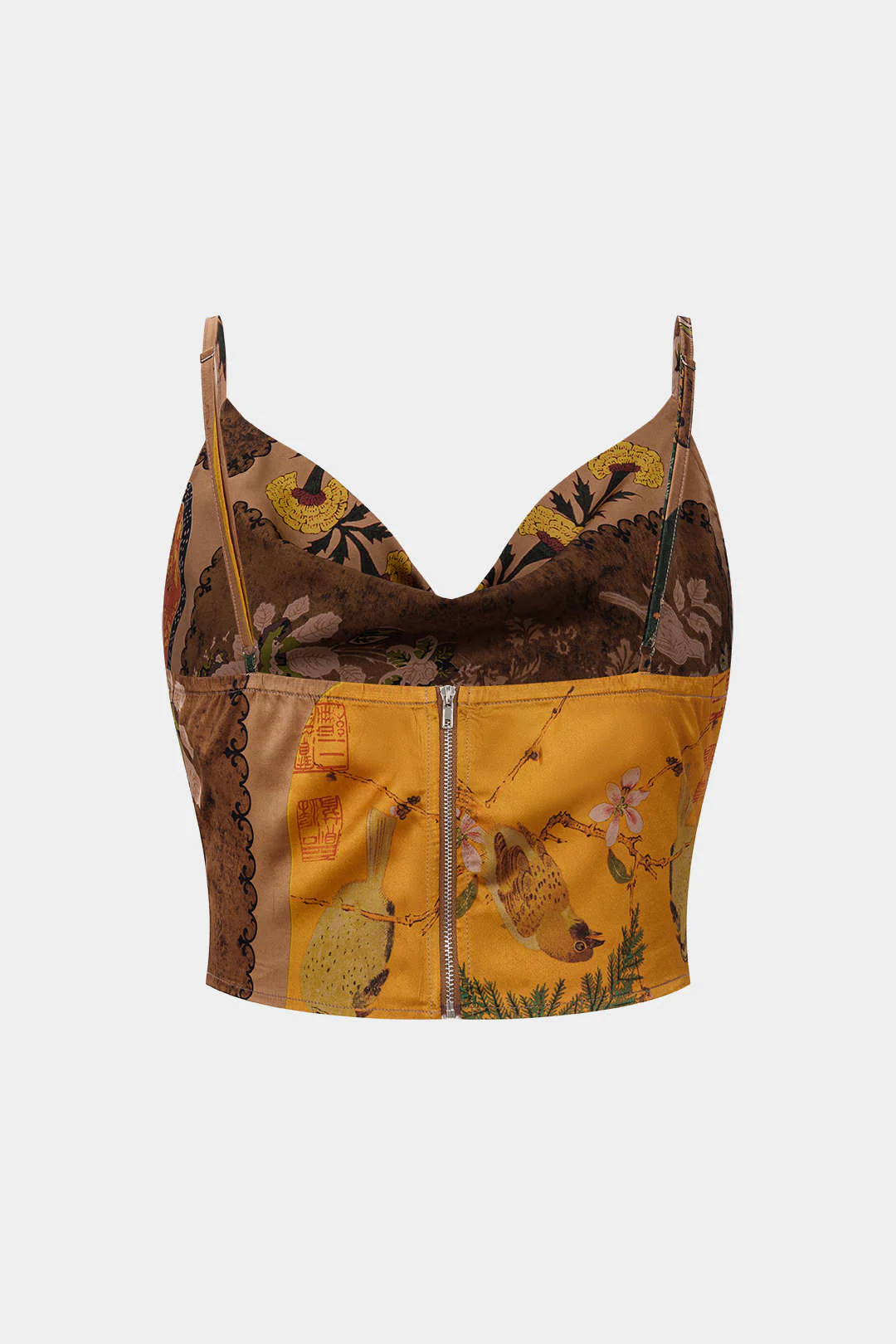 Plus Size Bohemian Print Zipper Slip Cami Top